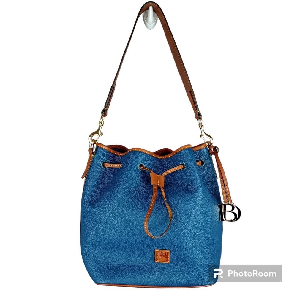 Dooney & Bourke Dillen Pebble Leather Drawstring Crossbody Blue Shoulder Bag NEW